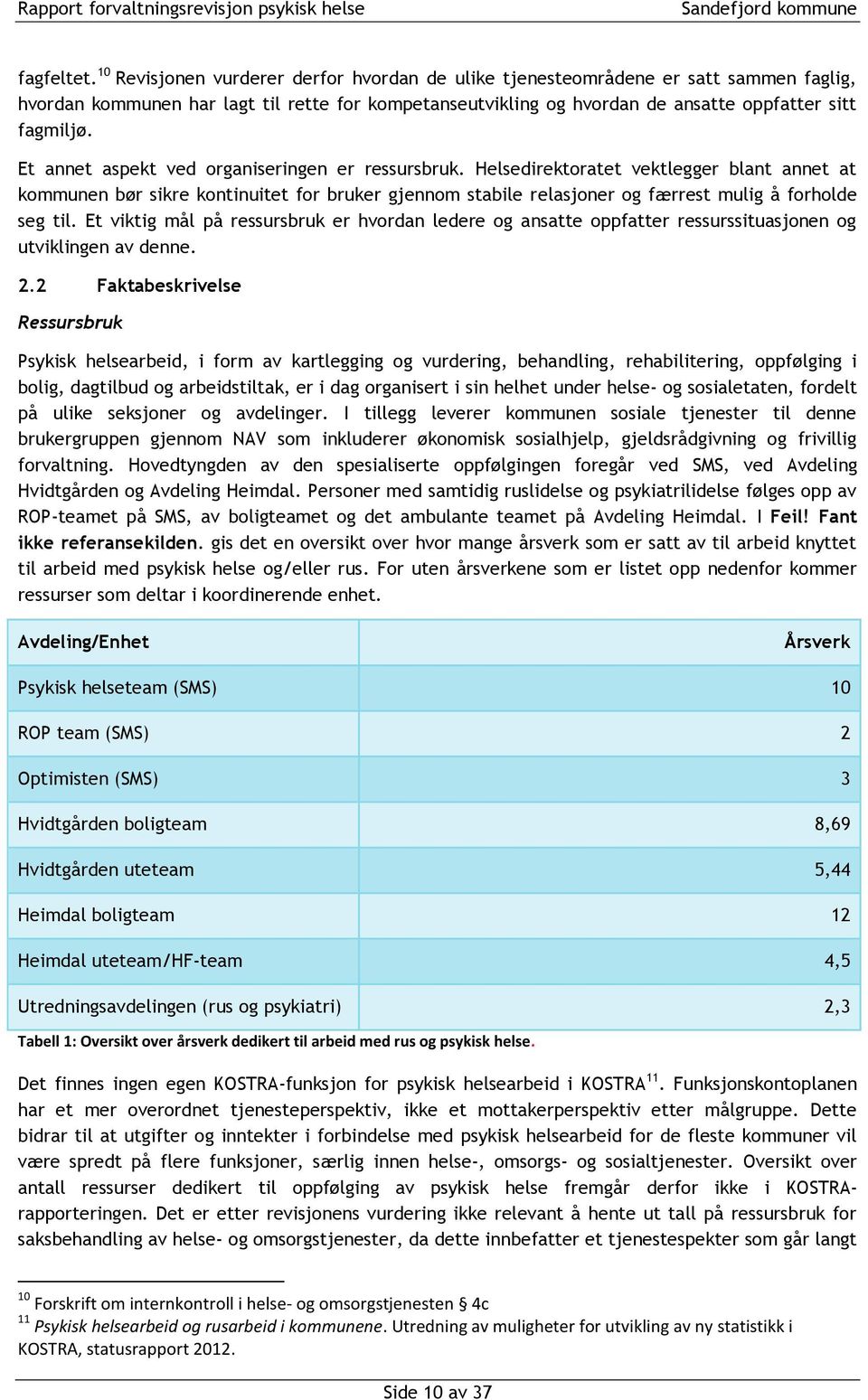 Et annet aspekt ved organiseringen er ressursbruk. Helsedirektoratet vektlegger blant annet at kommunen bør sikre kontinuitet for bruker gjennom stabile relasjoner og færrest mulig å forholde seg til.