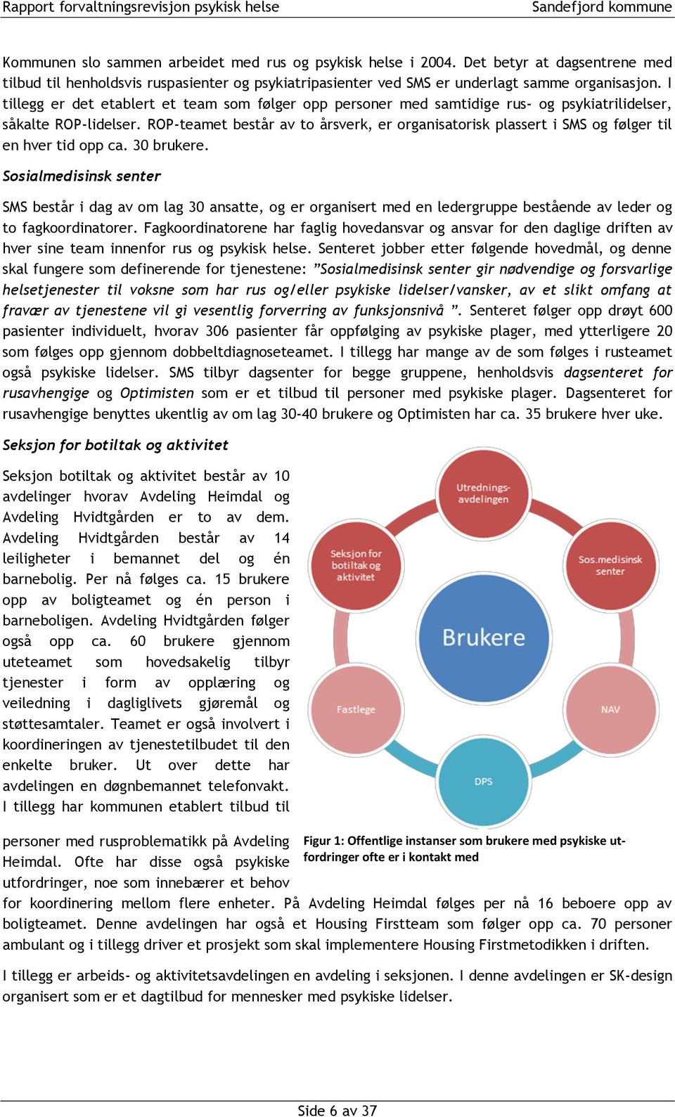 ROP-teamet består av to årsverk, er organisatorisk plassert i SMS og følger til en hver tid opp ca. 30 brukere.