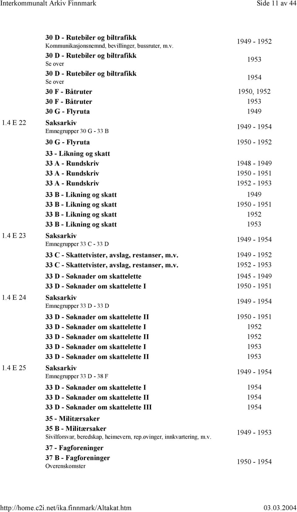 skatt 1949 33 B - Likning og skatt 1950-1951 33 B - Likning og skatt 1952 33 B - Likning og skatt 1953 1.4 E 23 Saksarkiv Emnegrupper 33 C - 33 D 1949-1954 33 C - Skattetvister, avslag, restanser, m.