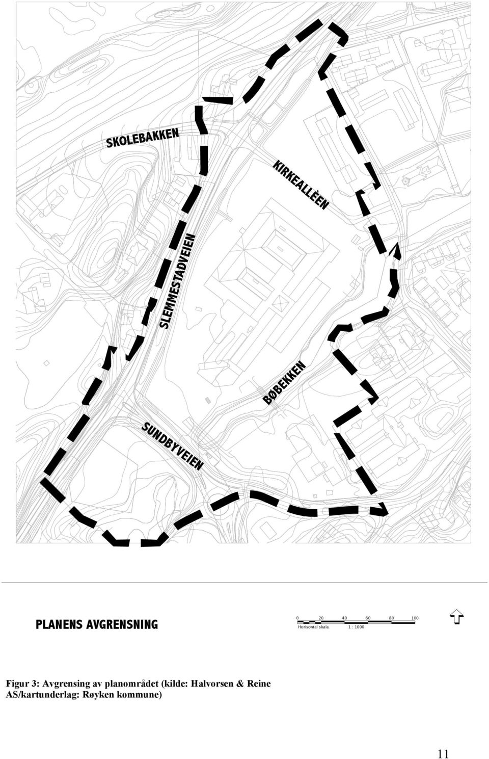Horisontal skala 1 : 1000 Figur 3: Avgrensing av