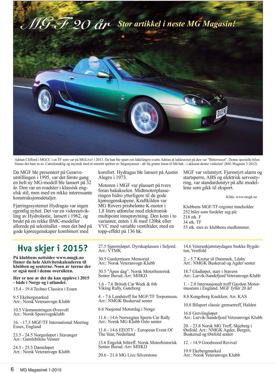 (MG Magasin 3-2012) Da MGF ble presentert på Geneveutstillingen i 1995, var det første gang en helt ny MG-modell ble lansert på 32 år.