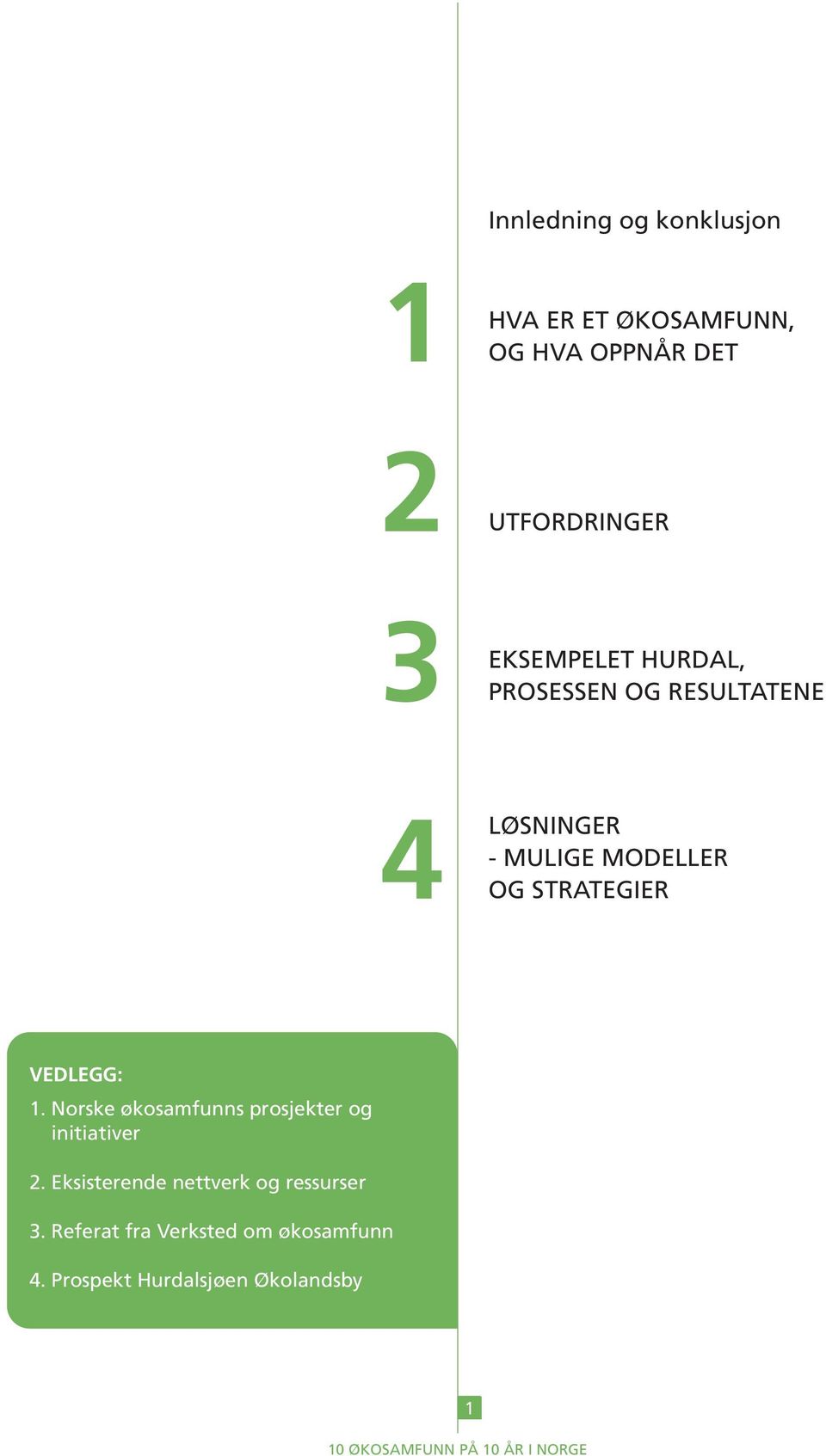 VEDLEGG: 1. Norske økosamfunns prosjekter og initiativer 2.