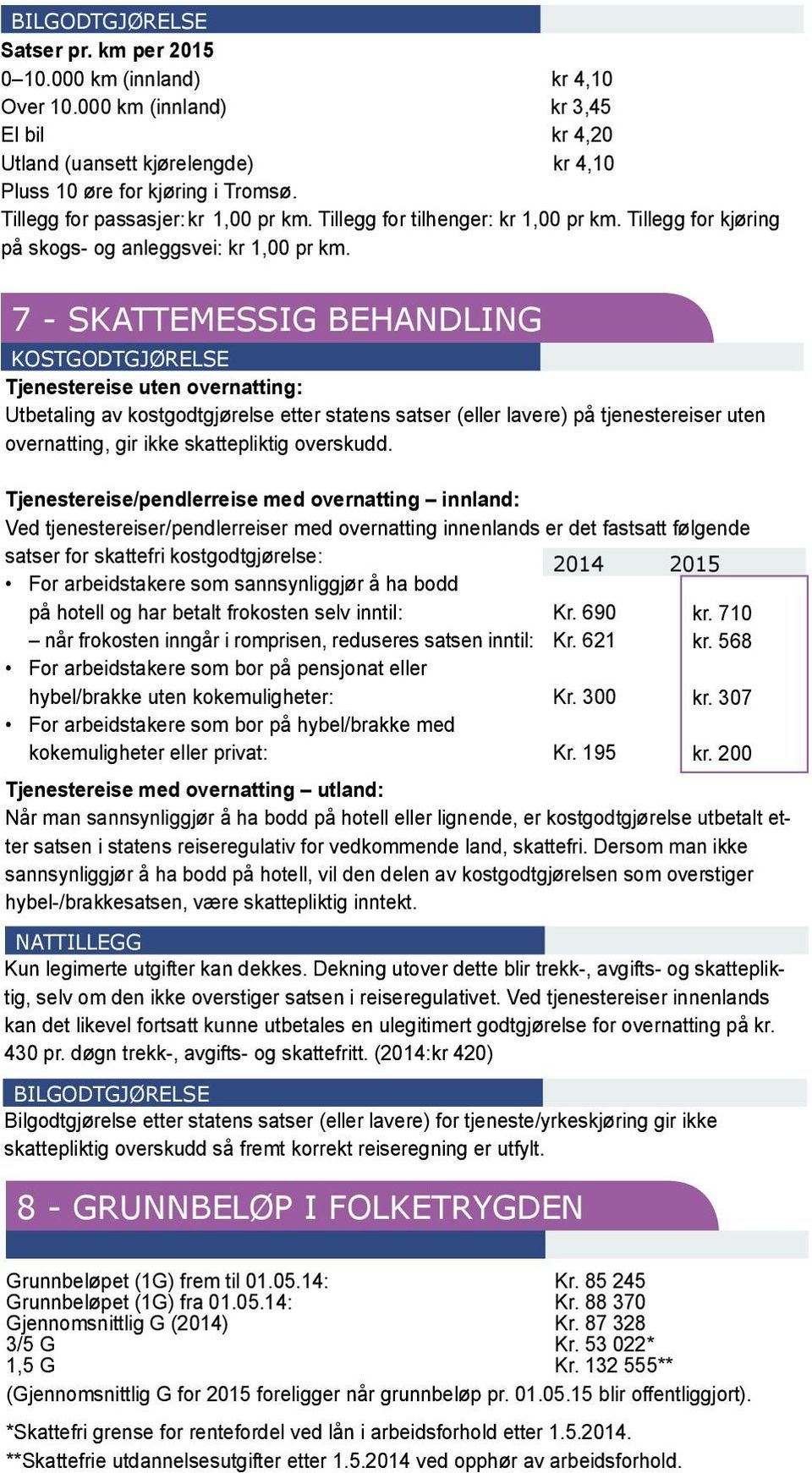 7 - SKATTEMESSIG BEHANDLING KOSTGODTGJØRELSE Tjenestereise uten overnatting: Utbetaling av kostgodtgjørelse etter statens satser (eller lavere) på tjenestereiser uten over natting, gir ikke