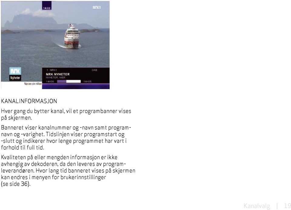 Tidslinjen viser programstart og -slutt og indikerer hvor lenge programmet har vart i forhold til full tid.