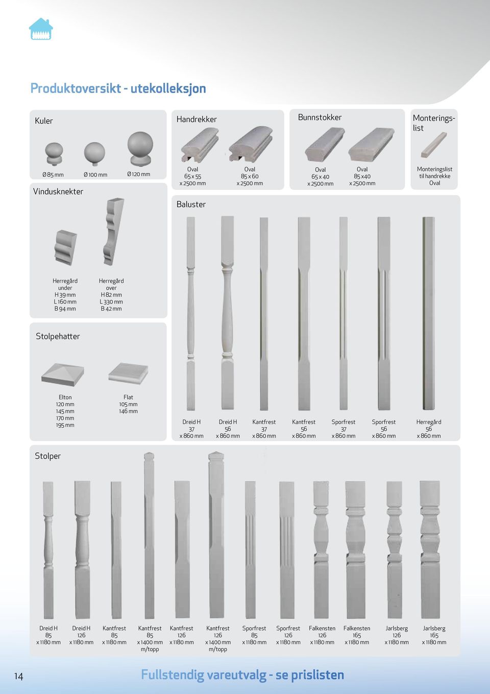 Stolpehatter Elton 120 mm 145 mm 170 mm 195 mm Flat 105 mm 146 mm Dreid H 37 Dreid H 56 37 56 37 56 Herregård 56 Stolper Dreid H