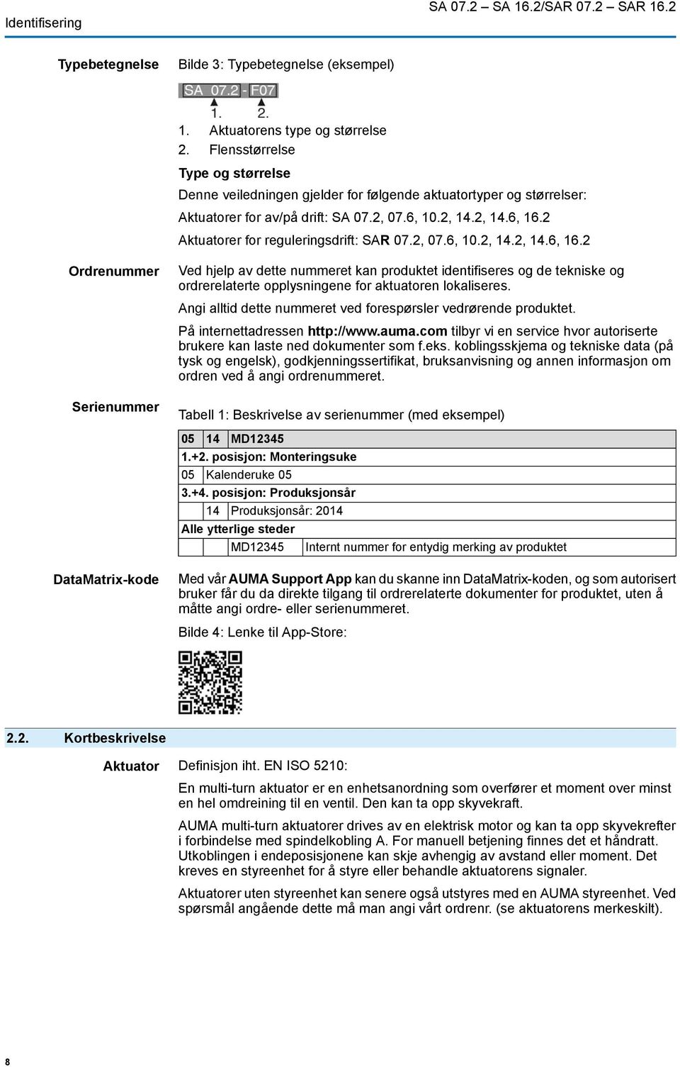 2 Aktuatorer for reguleringsdrift: SAR 07.2, 07.6, 10.2, 14.2, 14.6, 16.