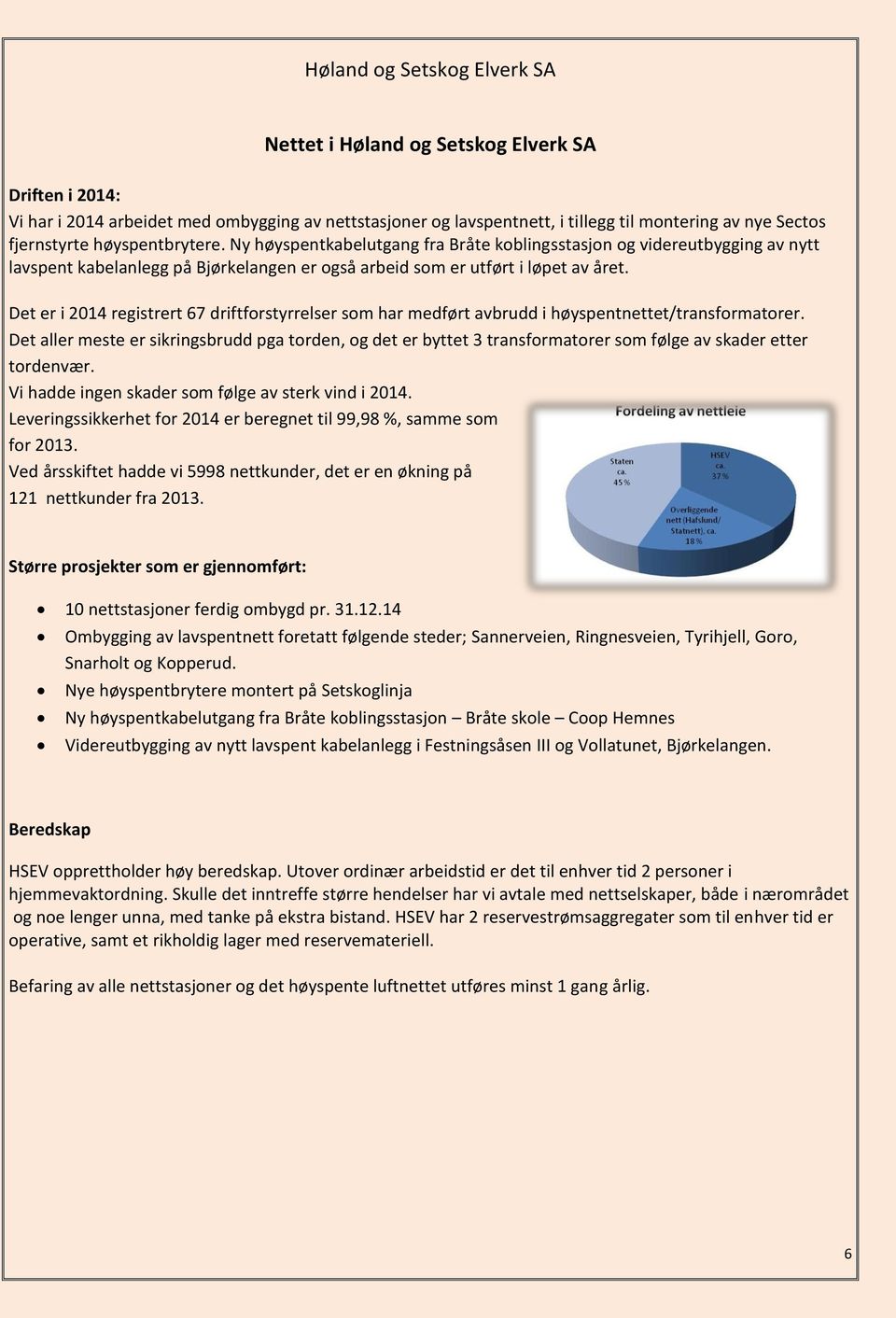 Det er i 2014 registrert 67 driftforstyrrelser som har medført avbrudd i høyspentnettet/transformatorer.