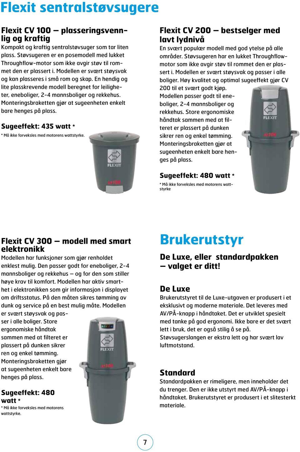 En hendig og lite plasskrevende modell beregnet for leiligheter, eneboliger, 2-4 mannsboliger og rekkehus. Monteringsbraketten gjør at sugeenheten enkelt bare henges på plass.