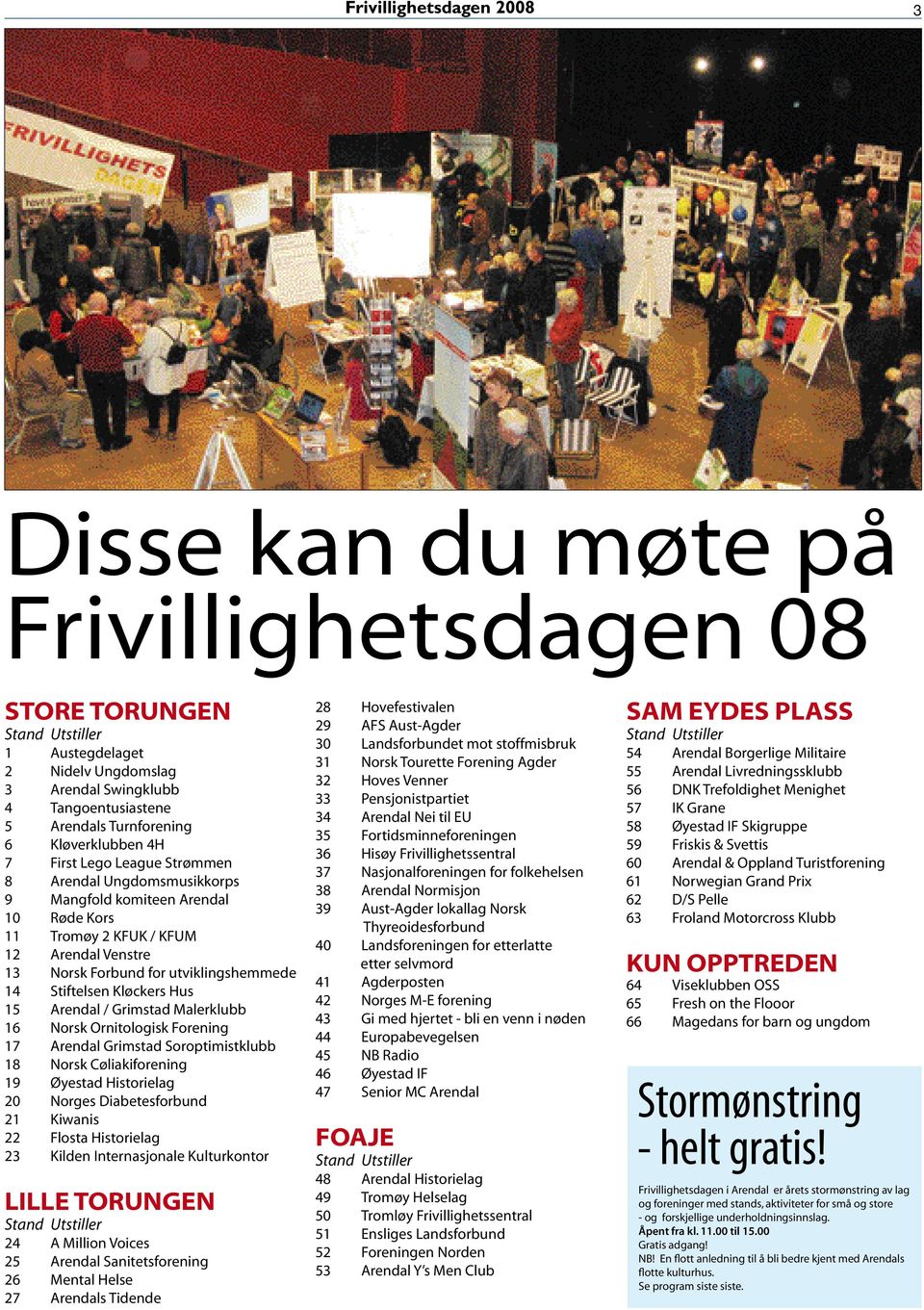 utviklingshemmede 14 Stiftelsen Kløckers Hus 15 Arendal / Grimstad Malerklubb 16 Norsk Ornitologisk Forening 17 Arendal Grimstad Soroptimistklubb 18 Norsk Cøliakiforening 19 Øyestad Historielag 20