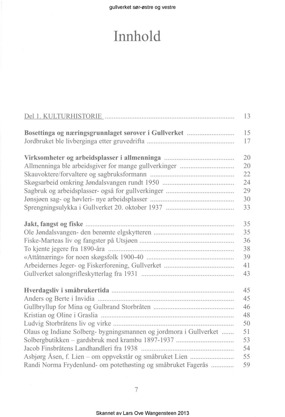 .. 24 Sagbruk og arbeidsplasser- også for gullverkinger... 29 Jønsjøen sag- og høvleri- nye arbeidsplasser... 30 Sprengningsulykka i Gullverket 20. oktober 1937... 33 Jakt, fangst og fiske.