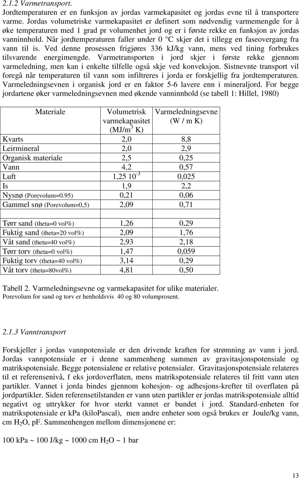 Når jordtemperaturen faller under 0 C skjer det i tillegg en faseovergang fra vann til is. Ved denne prosessen frigjøres 336 kj/kg vann, mens ved tining forbrukes tilsvarende energimengde.