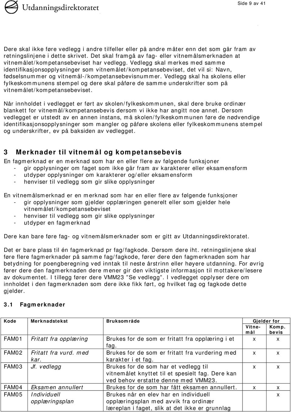 Vedlegg skal merkes med samme identifikasjonsopplysninger som vitnemålet/kompetansebeviset, det vil si: Navn, fødselsnummer og vitnemål-/kompetansebevisnummer.