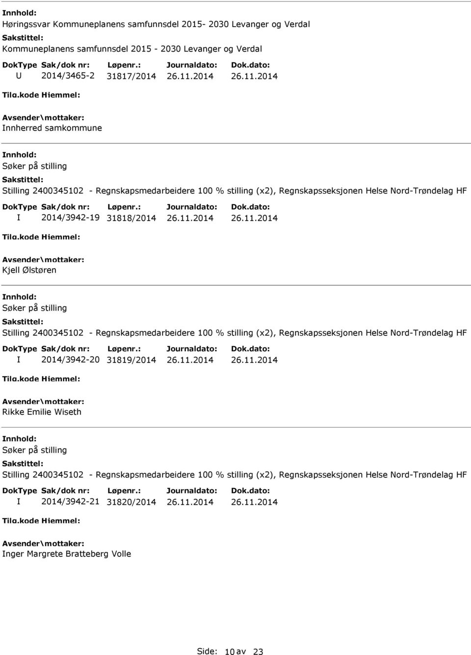 samkommune nnhold: 2014/3942-19 31818/2014 Kjell Ølstøren nnhold: 2014/3942-20