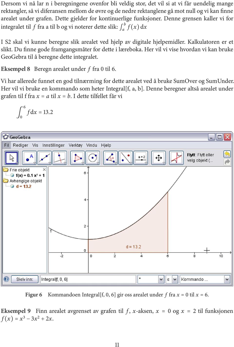 Denne grensen kaller vi for integralettil f fraatilbogvinotererdetteslik: b a f(x)dx I S2 skal vi kunne beregne slik arealet ved hjelp av digitale hjelpemidler. Kalkulatoren er et slikt.