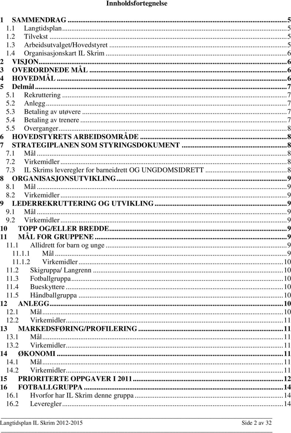 .. 8 7 STRATEGIPLANEN SOM STYRINGSDOKUMENT... 8 7.1 Mål... 8 7.2 Virkemidler... 8 7.3 IL Skrims leveregler for barneidrett OG UNGDOMSIDRETT... 8 8 ORGANISASJONSUTVIKLING... 9 8.1 Mål... 9 8.2 Virkemidler... 9 9 LEDERREKRUTTERING OG UTVIKLING.