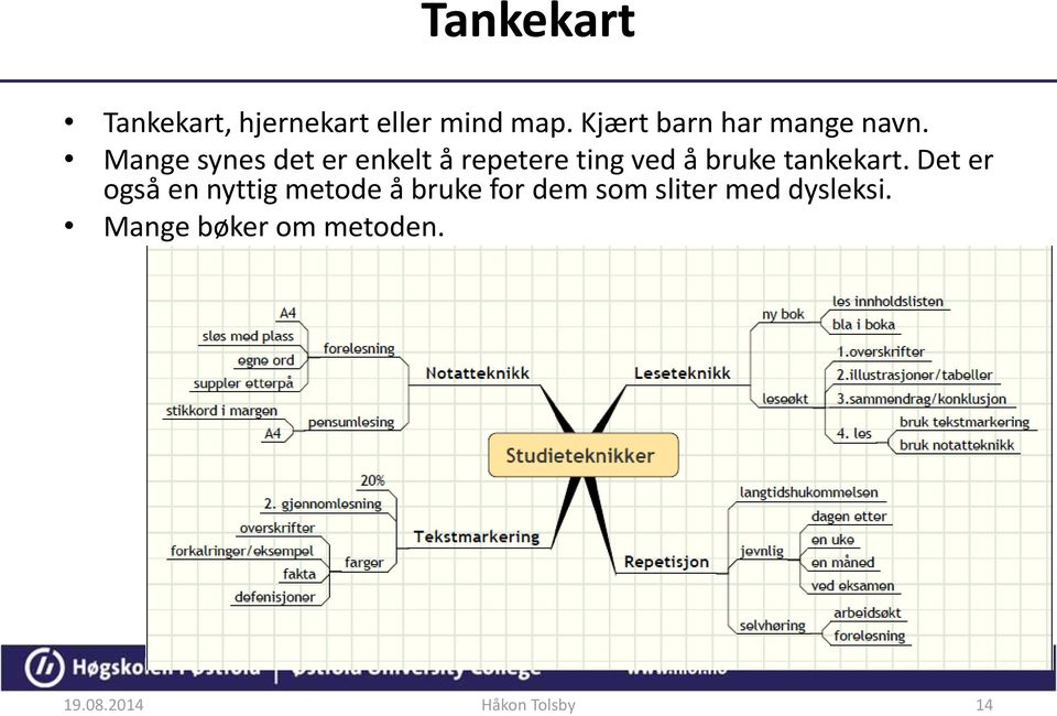 Mange synes det er enkelt å repetere ting ved å bruke tankekart.