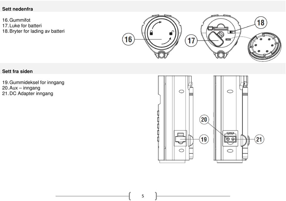 Bryter for lading av batteri Sett fra