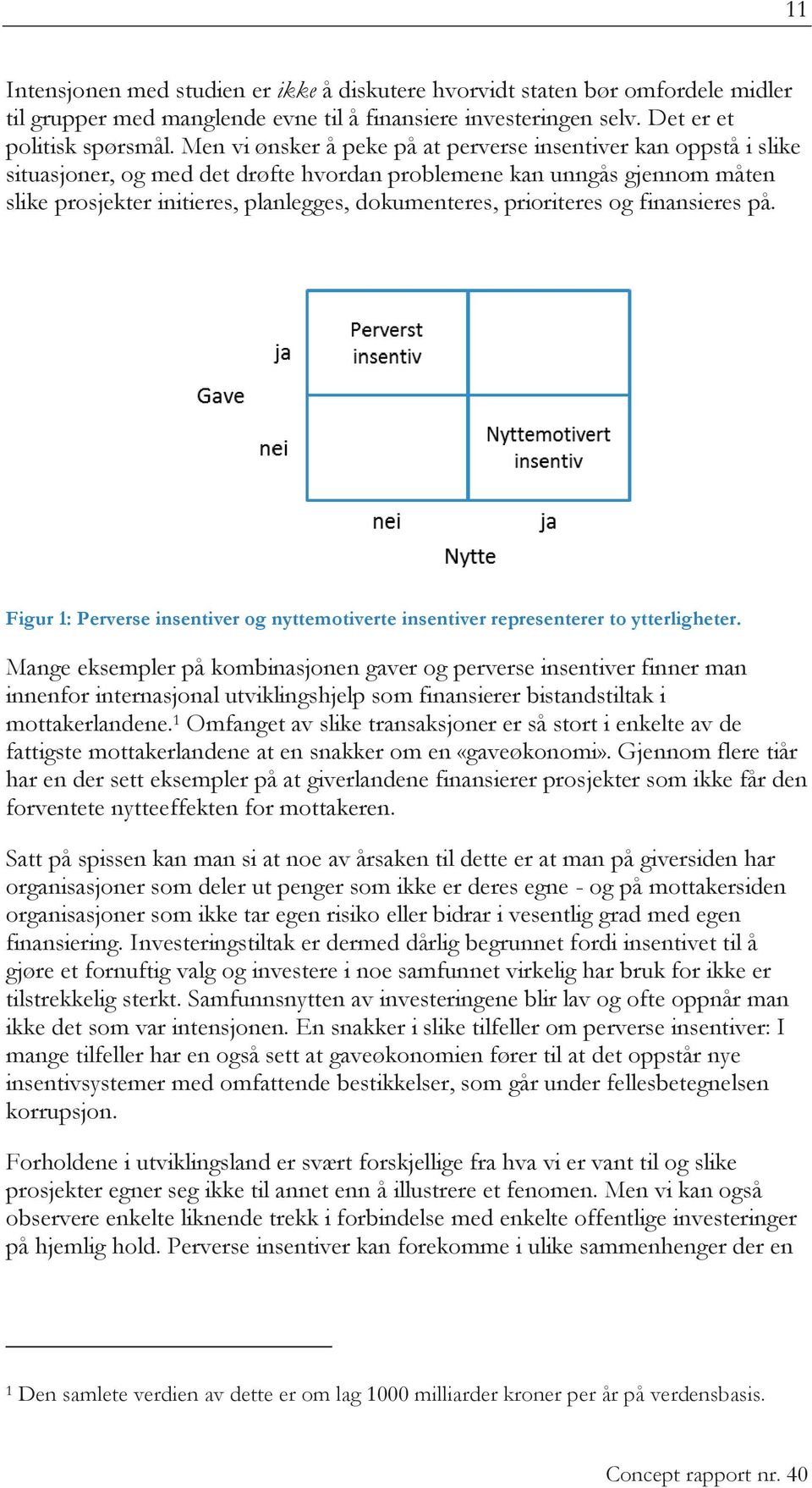 prioriteres og finansieres på. Figur 1: Perverse insentiver og nyttemotiverte insentiver representerer to ytterligheter.