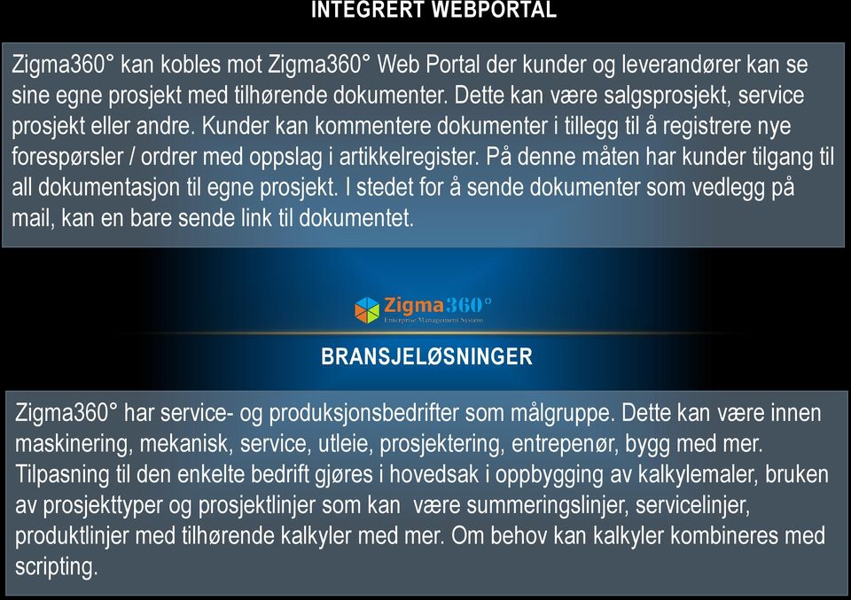 På denne måten har kunder tilgang til all dokumentasjon til egne prosjekt. I stedet for å sende dokumenter som vedlegg på mail, kan en bare sende link til dokumentet.