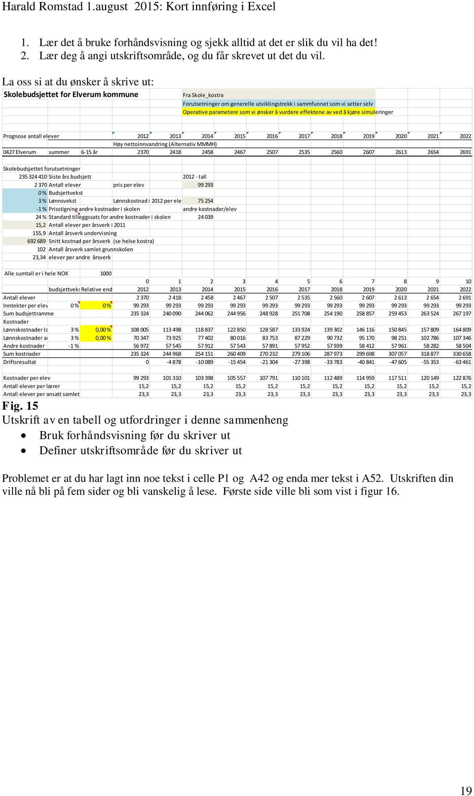 å vurdere effektene av ved å kjøre simuleringer Prognose antall elever 2012 2013 2014 2015 2016 2017 2018 2019 2020 2021 2022 Høy nettoinnvandring (Alternativ MMMH) 0427 Elverum summer 6-15 år 2370