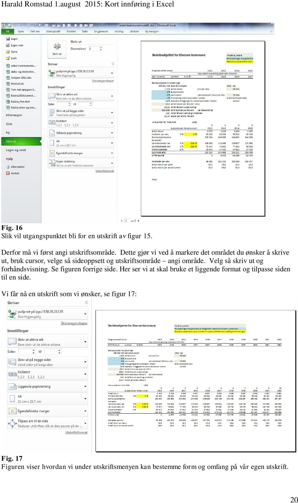 Velg så skriv ut og forhåndsvisning. Se figuren forrige side.