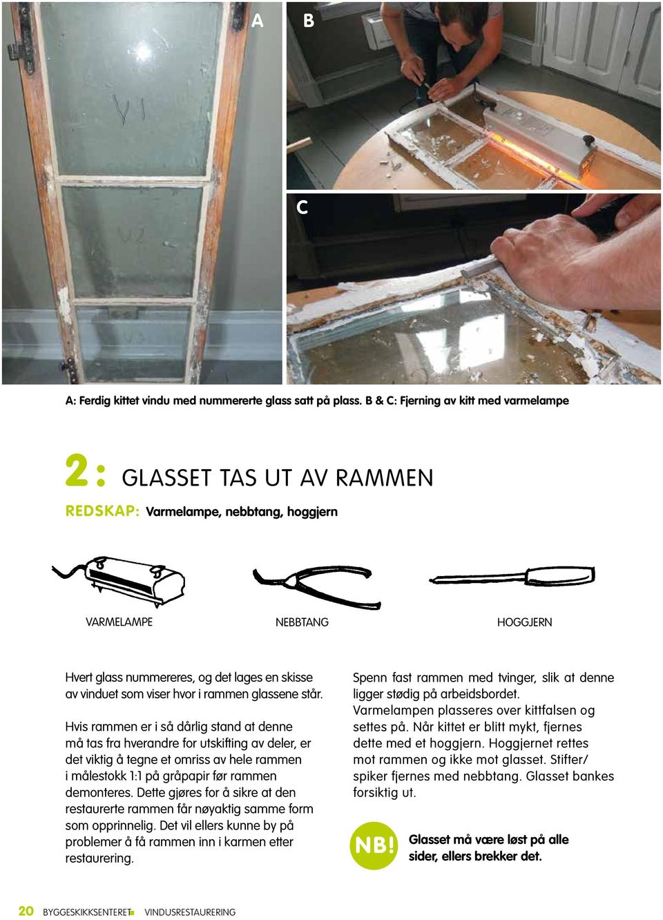 viser hvor i rammen glassene står.