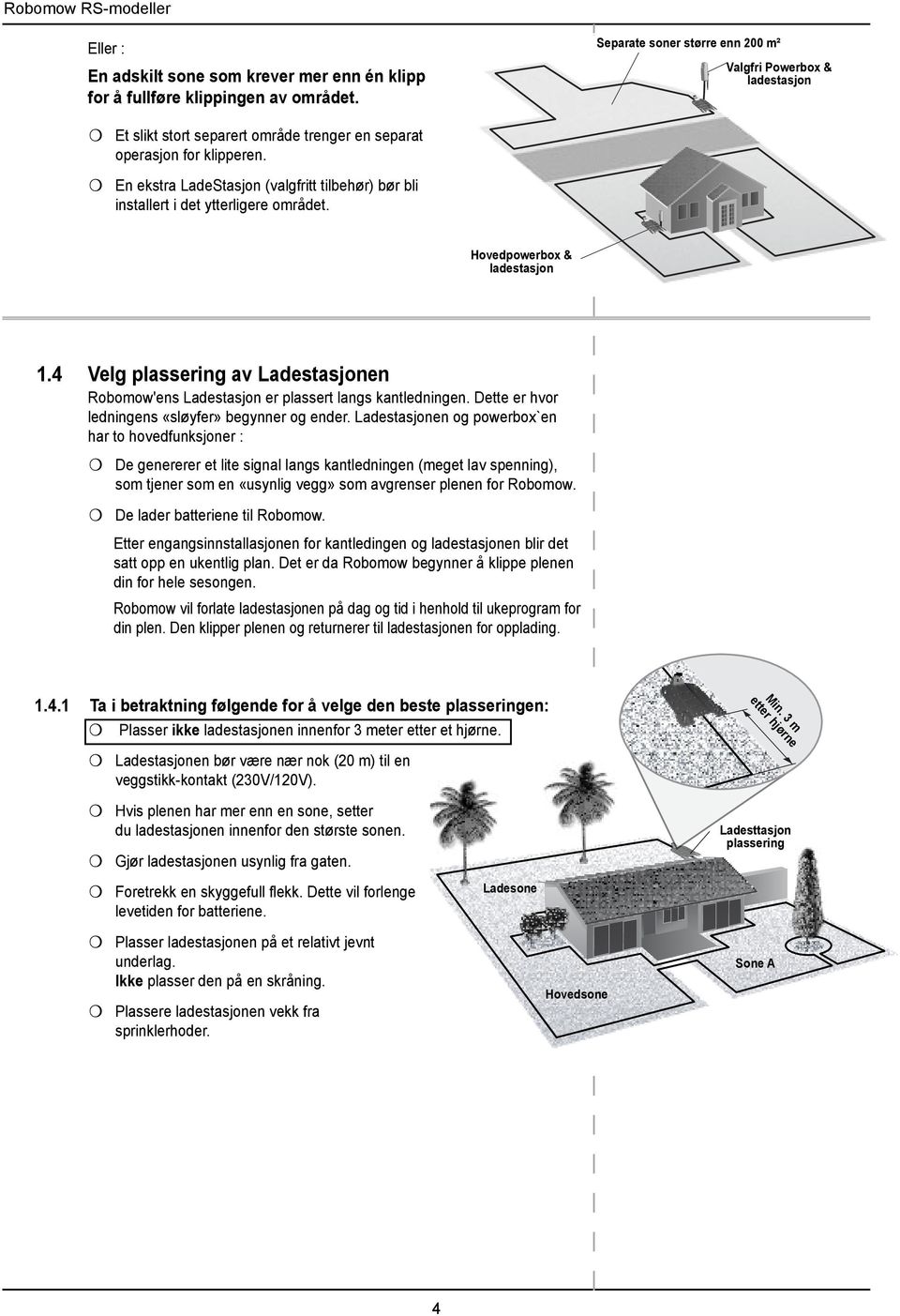 En ekstra LadeStasjon (valgfritt tilbehør) bør bli installert i det ytterligere området. Hovedpowerbox & ladestasjon 1.