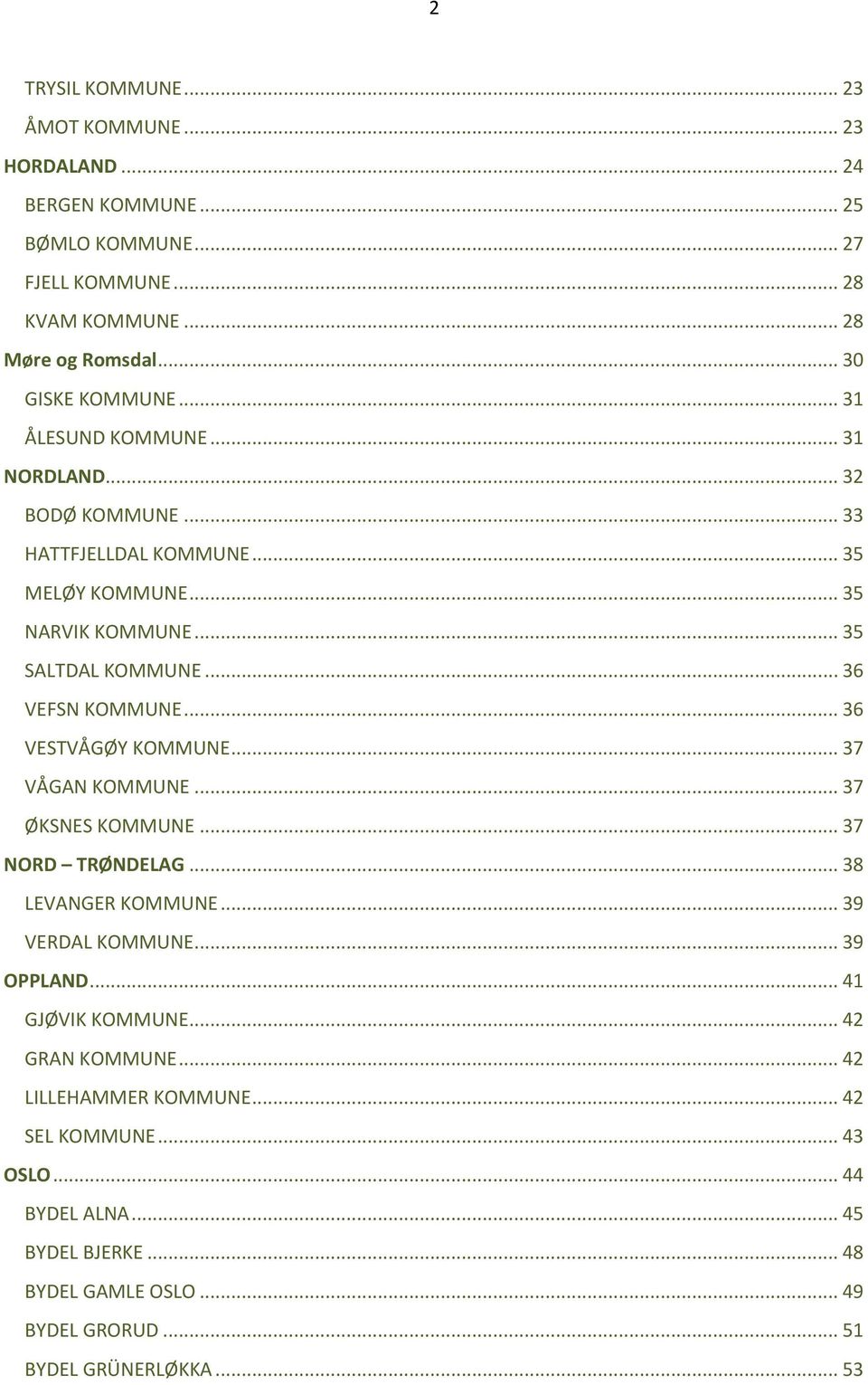 .. 36 VESTVÅGØY KOMMUNE... 37 VÅGAN KOMMUNE... 37 ØKSNES KOMMUNE... 37 NORD TRØNDELAG... 38 LEVANGER KOMMUNE... 39 VERDAL KOMMUNE... 39 OPPLAND... 41 GJØVIK KOMMUNE.