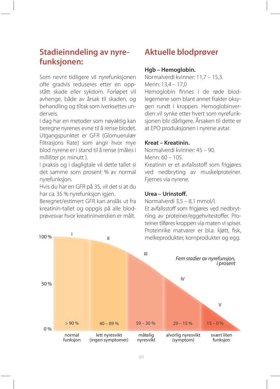 Utgangspunktet er GFR (Glomuerulær Filtrasjons Rate) som angir hvor mye blod nyrene er i stand til å rense (måles i milliliter pr. minutt ).