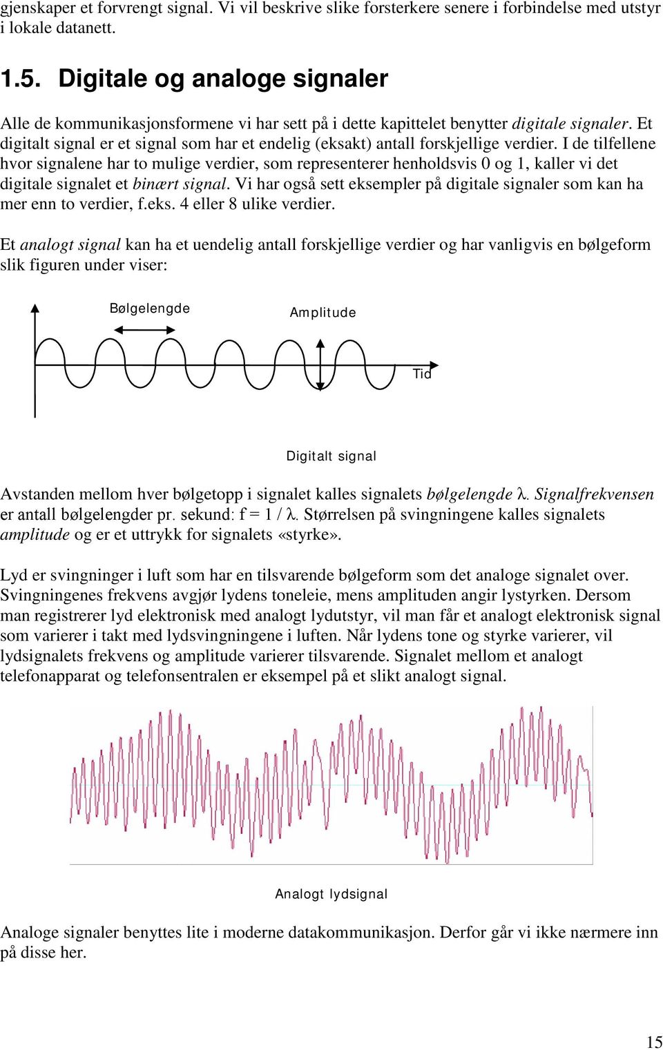 Et digitalt signal er et signal som har et endelig (eksakt) antall forskjellige verdier.