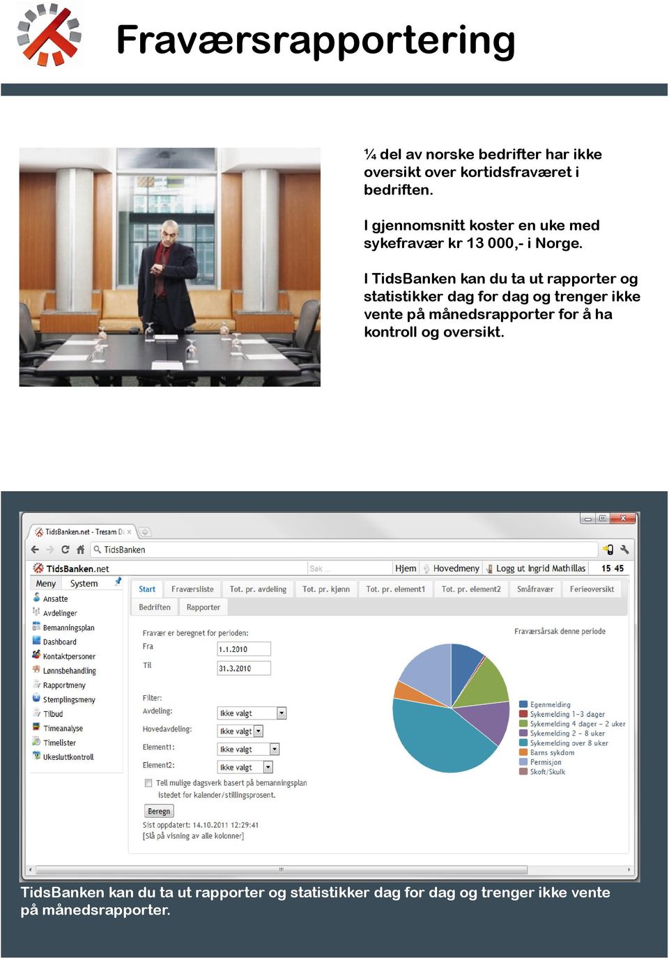 I kan du ta ut rapporter og statistikker dag for dag og trenger ikke vente på månedsrapporter