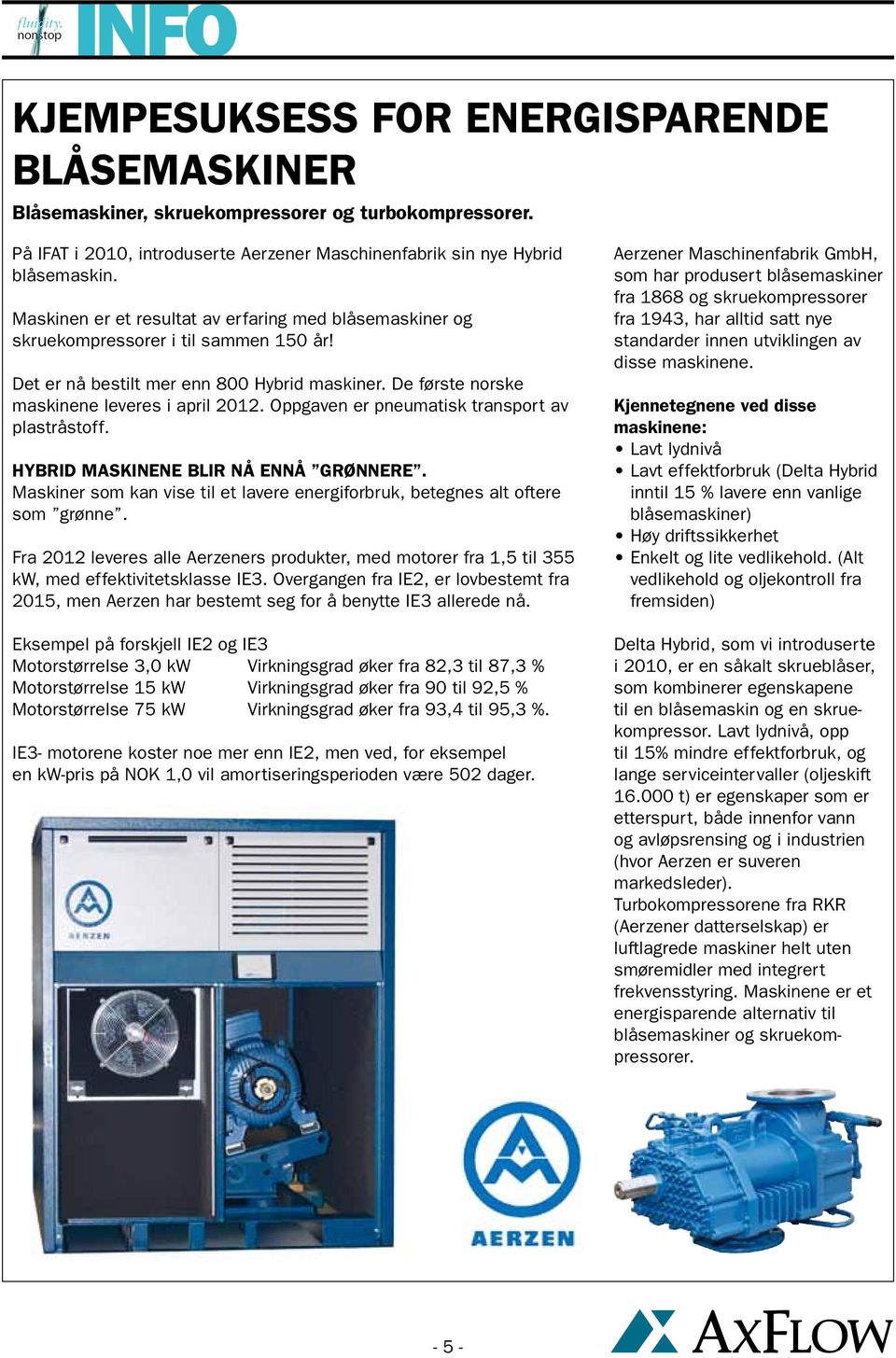 Oppgaven er pneumatisk transport av plastråstoff. HYBRID MASKINENE BLIR NÅ ENNÅ GRØNNERE. Maskiner som kan vise til et lavere energiforbruk, betegnes alt oftere som grønne.