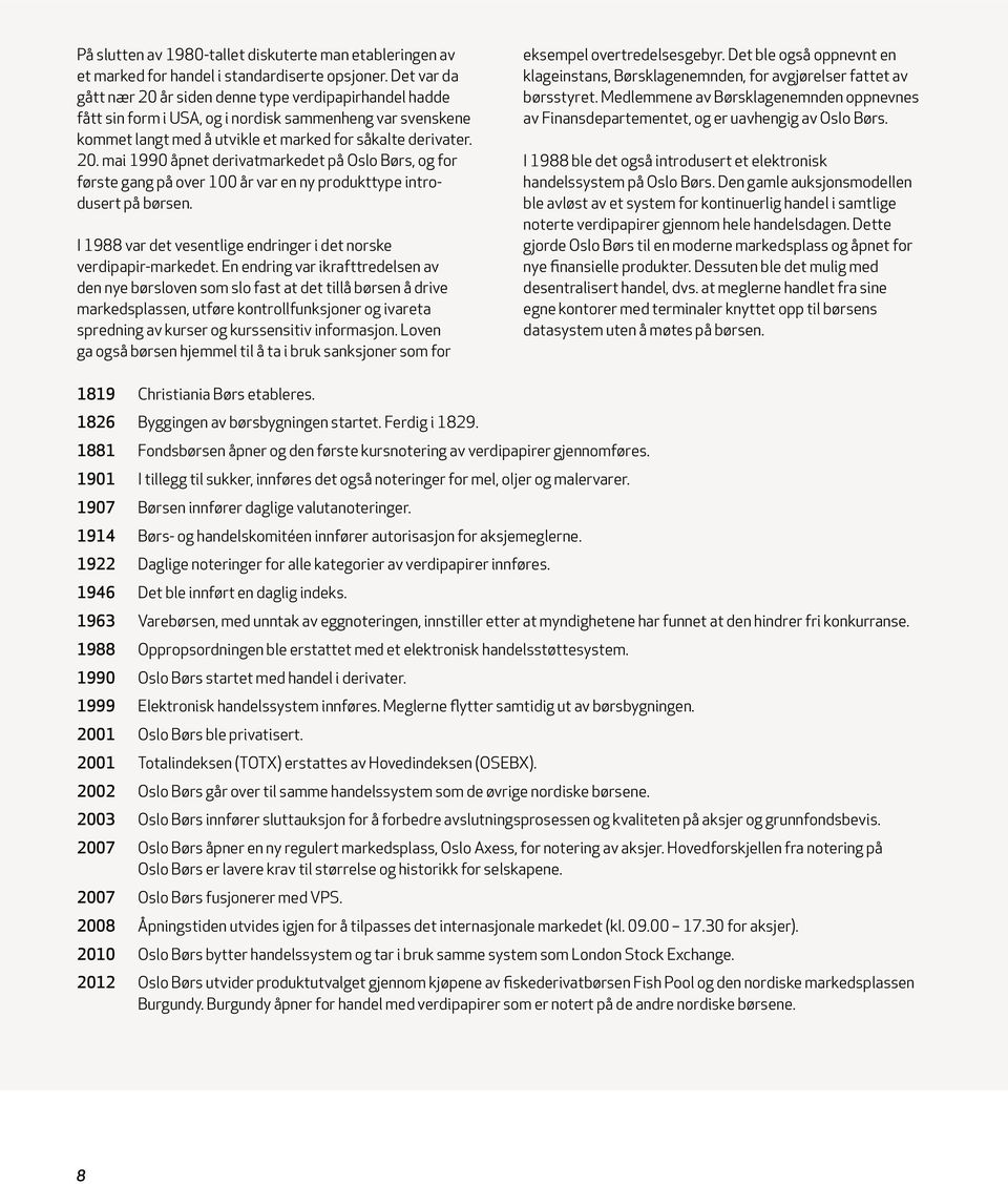 I 1988 var det vesentlige endringer i det norske verdipapir-markedet.