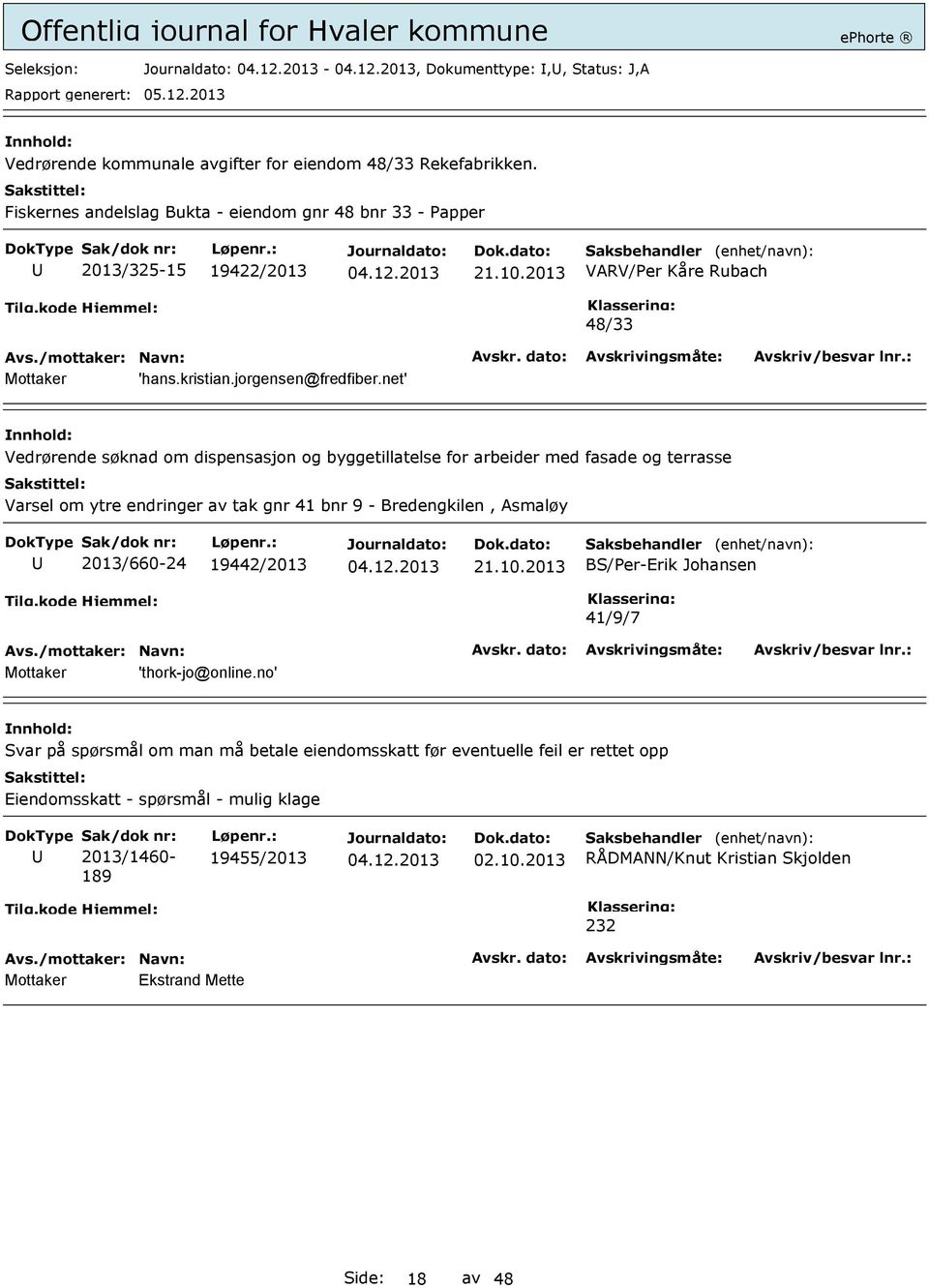 net' Vedrørende søknad om dispensasjon og byggetillatelse for arbeider med fasade og terrasse Varsel om ytre endringer av tak gnr 41 bnr 9 - Bredengkilen, Asmaløy 2013/660-24