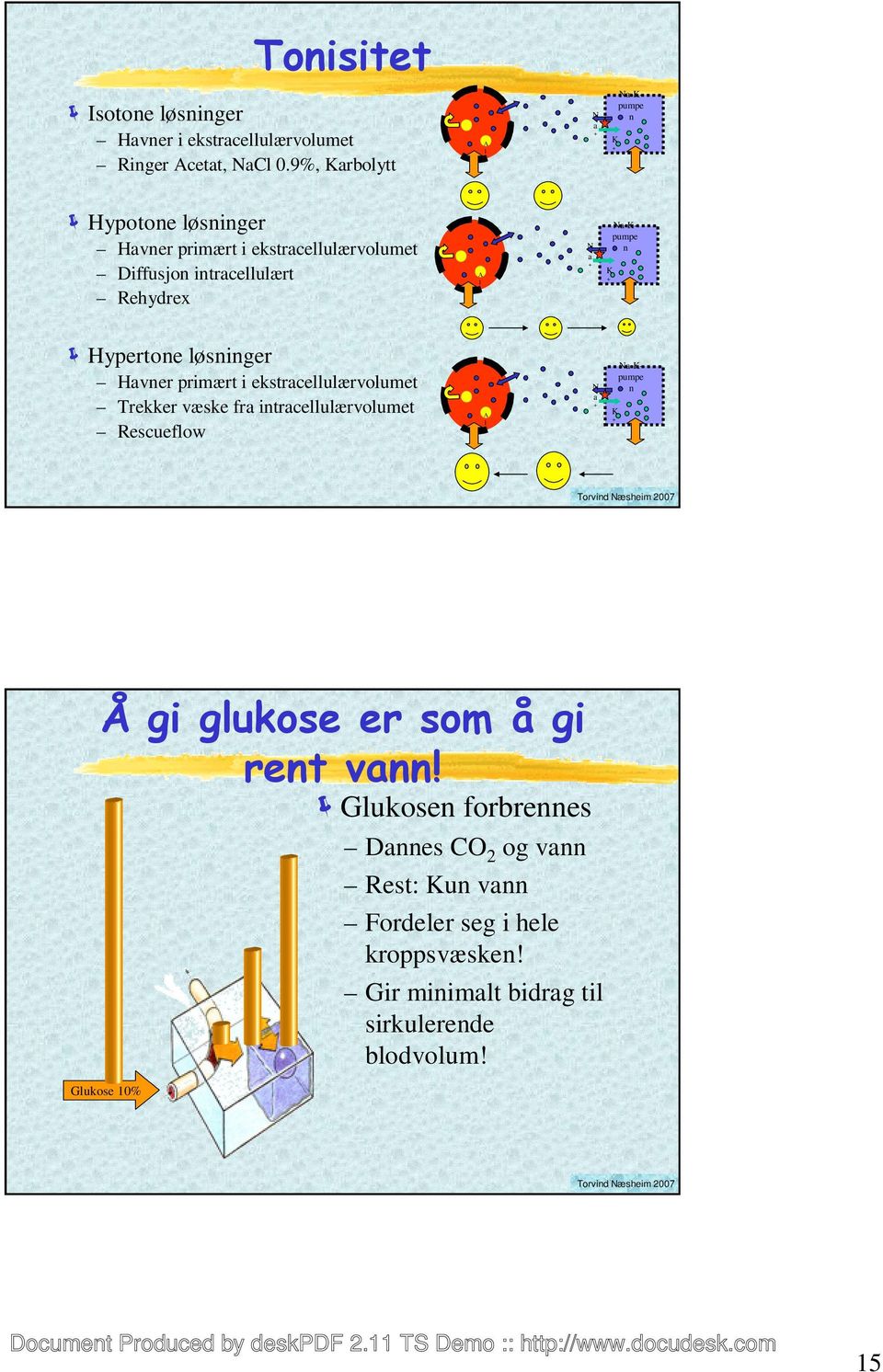 a Na-Kpumpe n K Hypertone løsninger Havner primært i ekstracellulærvolumet Trekker væske fra intracellulærvolumet Rescueflow A l b N a