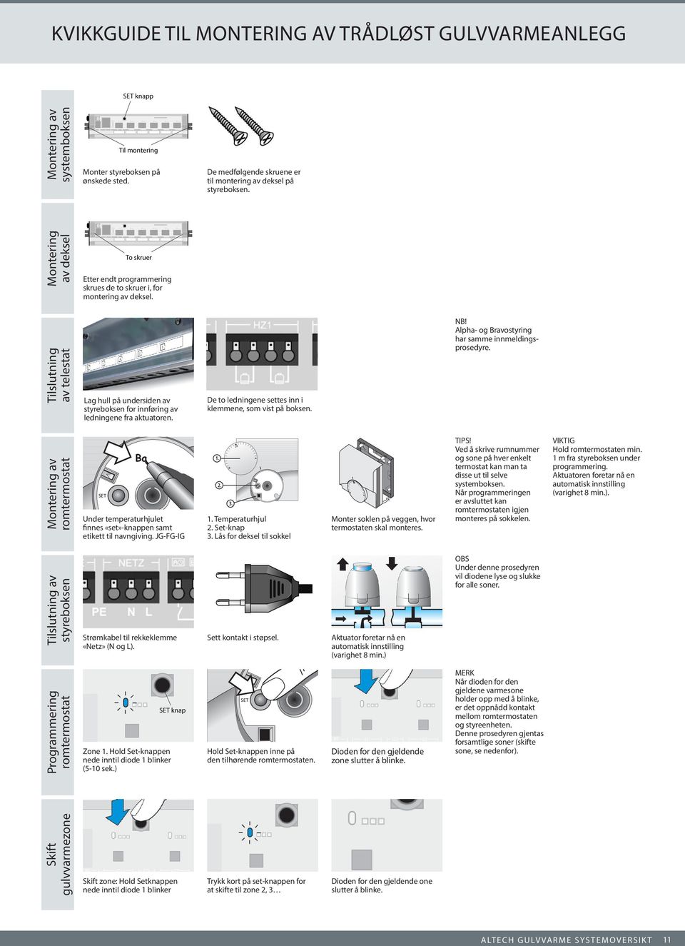 Montering av romtermostat R 4070 E - Externer Sensor Installation und Inbetriebnahme des Reglers. Anschluss des externen Sensors. D Installation and start-up of the thermostat.