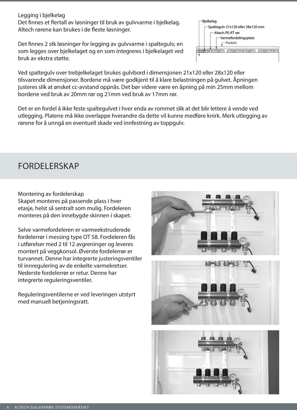 Parkett Ved spaltegulv over trebjelkelaget brukes gulvbord i dimensjonen 21x120 eller 28x120 eller tilsvarende dimensjoner. Bordene må være godkjent til å klare belastningen på gulvet.