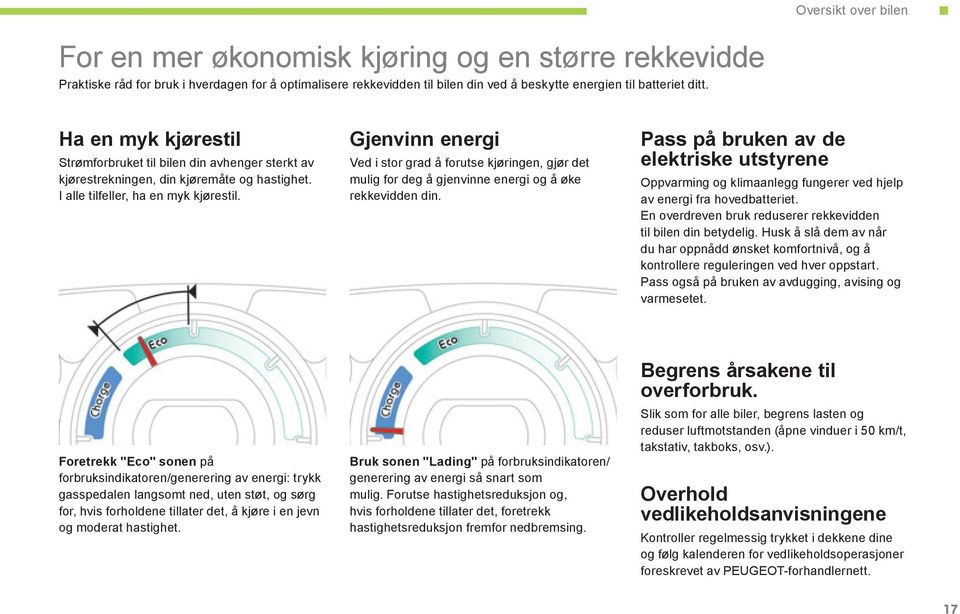 Gjenvinn energi Ved i stor grad å forutse kjøringen, gjør det mulig for deg å gjenvinne energi og å øke rekkevidden din.