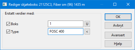 Automatisk skjøt av alle fibre med ruting og uferdig finterminering Med dette menyvalget kan du skjøte eventuelle uterminerte fibre som en linje er rutet på.