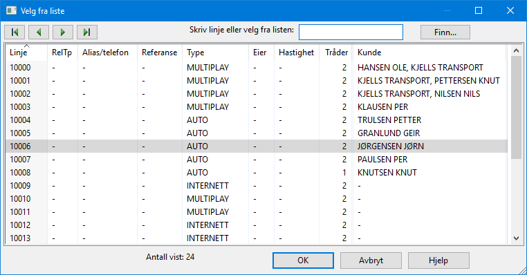 Gå til menyen Første, Forrige, Neste, Siste Med disse menyvalgene blar du frem og tilbake i valgt kartotek.