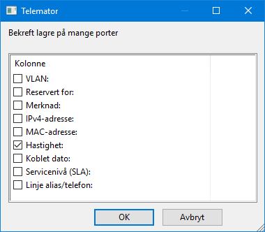 Legge informasjon på en eller flere porter/linjer samtidig 1. Merk den eller de portene/radene som du skal legge informasjon på. Ser mer om Merk en eller flere rader på side 24