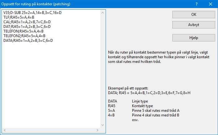 Kolonne D: Gjenta samme rørfarge for hvor mange fibre det er i hvert rør. Celle E1: Skriv tegnet - (bindestrek) med en apostrof foran slik at ikke Excel oppfatter det som del av en formel.