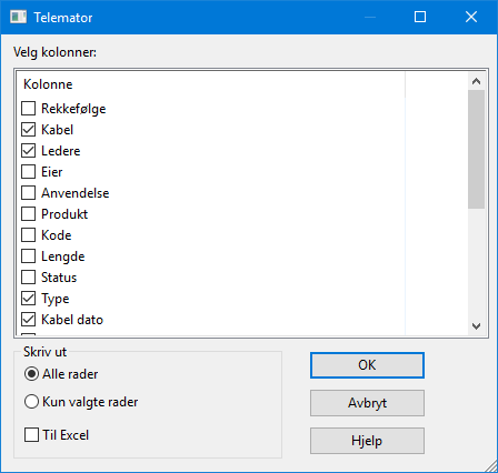 Vis utskrift i Excel Med dette valget åpner du utskriften direkte i Excel hvis Excel er installert på din PC. De forskjellige kolonnene i utskriften plasseres i hver sine kolonner i Excel.