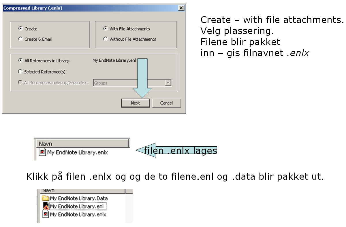 Opprette et nytt bibliotek File > New 1. Første gang du starter opp EndNote programmet blir du spurt om du ønsker å opprette et nytt bibliotek. Velg dette 2.