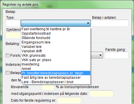 Utregning av opsjonspriser til beredskapsregistrering Legg sammen fast drift for alle opsjoner, delt på 365, delt på antall samlede fasteplasser i alle opsjoner.