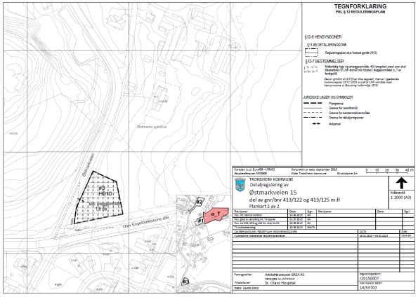 Midlertidig bestemmelsesområde #3 skal benyttes til midlertidig parkering i anleggsperioden. Planområdet er omfattet av fredningen av Østmarka sykehus, gjeldende fra februar 2012.