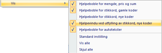 Kode sjekk: Denne funksjonen er erstattet av Oppfølgingslisten Kode/Prosess sjekk. Veiledning til NS 3420 Denne viser veiledningstekst for den aktive NS-koden i et eget vindu nederst i skjermbildet.