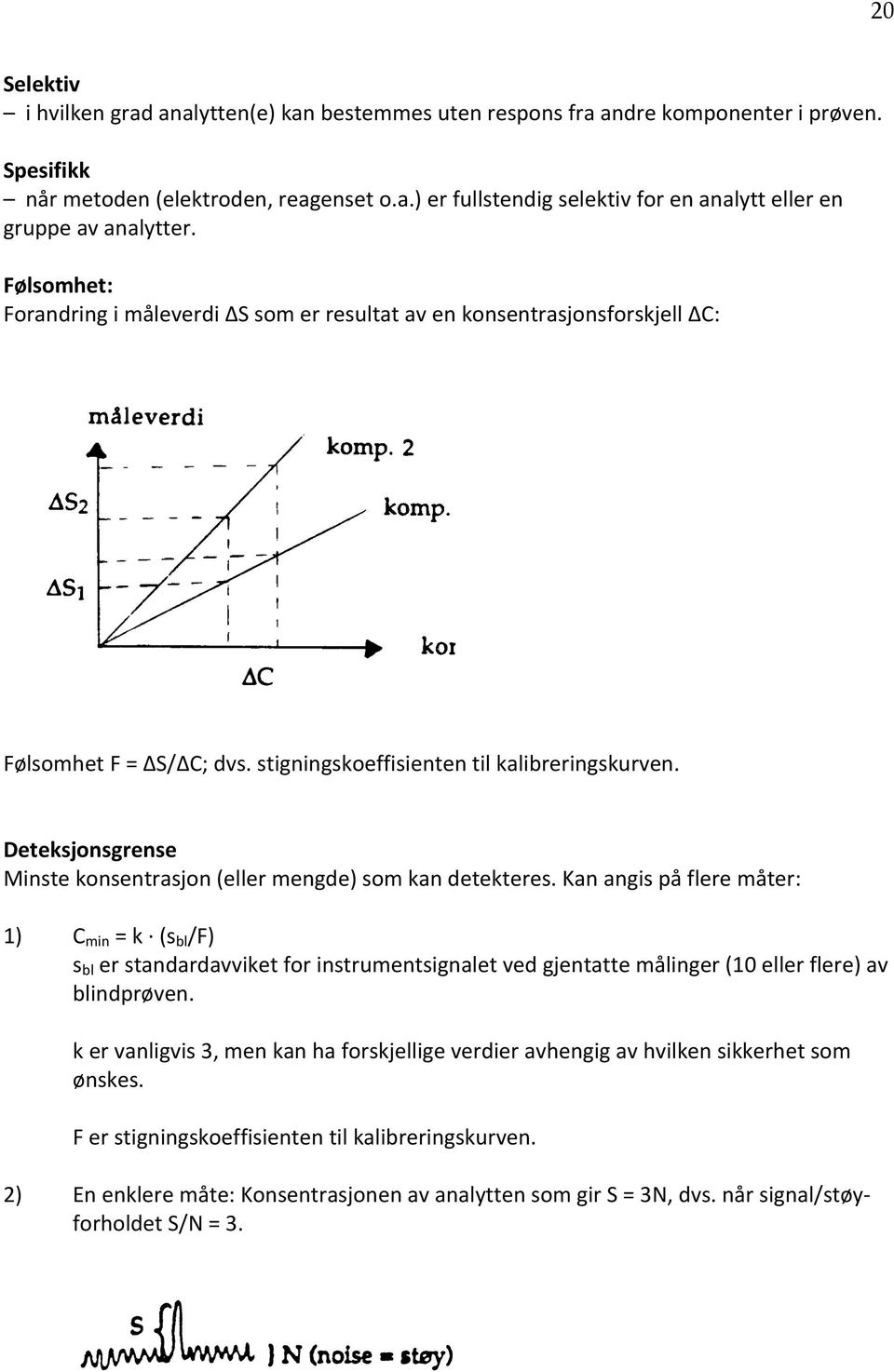 Deteksjonsgrense Minste konsentrasjon (eller mengde) som kan detekteres.