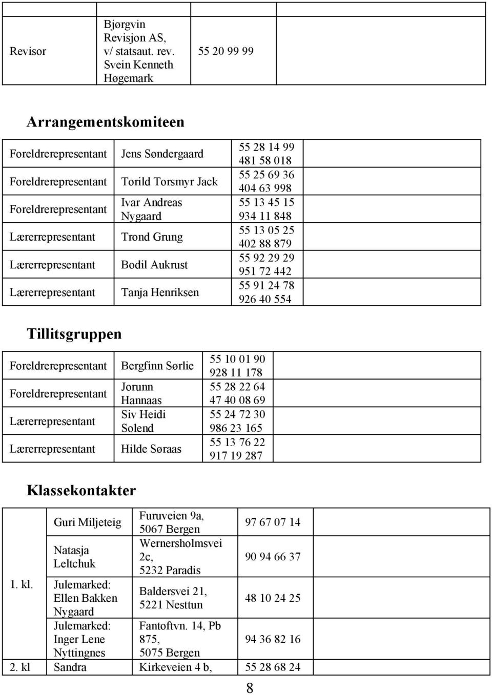 Lærerrepresentant Trond Grung Lærerrepresentant Bodil Aukrust Lærerrepresentant Tanja Henriksen 55 28 14 99 481 58 018 55 25 69 36 404 63 998 55 13 45 15 934 11 848 55 13 05 25 402 88 879 55 92 29 29