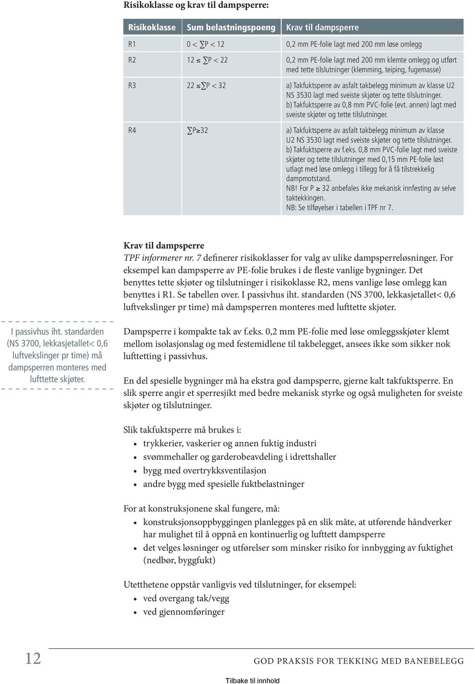 tilslutninger. b) Takfuktsperre av 0,8 mm PVC-folie (evt. annen) lagt med sveiste skjøter og tette tilslutninger.